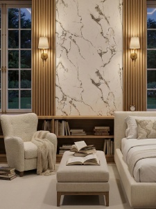 Placa PVC Decorativa Aspect Marmura Alba cu Venaturi Gri 2.4 m x 1.22 m Grosime 2.5 mm - Img 2