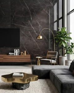 Placa PVC Decorativa Aspect Marmura Neagra Finisaj Lucios 2.4 x 1.22 m Grosime 2.5 mm - Img 2