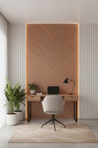 Placă PVC Decorativă Wood Chevron Classic, Model Spic, 1.22 x 2.4 m, Grosime 2.5 mm - Img 2
