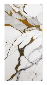 Placa PVC Marmura Alba cu Vene Aurii si Gri 2.4 m x 1.22 m Grosime 2.5 mm