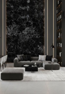 Placă PVC Decorativă Black Royal Marble, Textură Marmură Imperială, 1.22 x 2.4 m, Grosime 2.5 mm - Img 2