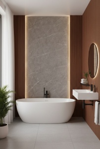 Placă PVC Decorativă Grey Royal Marble, Textură Marmură Calacatta, 1.22 x 2.4 m, Grosime 2.5 mm - Img 2