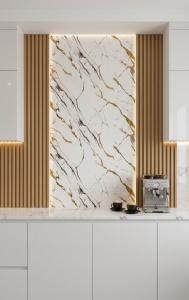 Placa PVC Decorativa Marmura Calacatta Gold 1.22 x 2.4 m Grosime 2.5 mm - Img 2