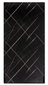 Placa PVC Marmura Neagra cu Venaturi Aurii 1.22 x 2.4 m Grosime 2.5 mm