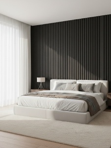 Riflaj MDF Acustic Modern Negru Mat 2.8m x 1 m - Img 2