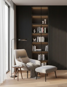 Riflaj MDF Decorativ Pure Black 2.8m x 1m - Img 2