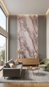 Placa Decorativa PVC Aspect Marmura Alba Carrara 1.22 x 2.4 m Grosime 2.5 mm - Img 2