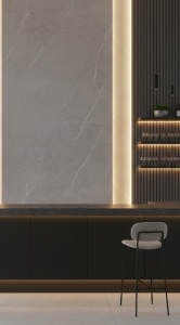 Placă PVC Decorativă Dark Grey Marble, Textură Marmură Imperială, 1.22 x 2.4 m, Grosime 2.5 mm - Img 2