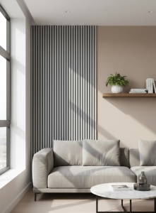 Riflaj Decorativ MDF Marmură Albă 2.8m x 45cm Panou Acustic pe Suport PET - Img 2