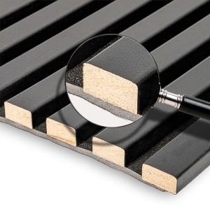 Riflaj MDF Acustic Modern Negru Mat 2.8m x 45cm
