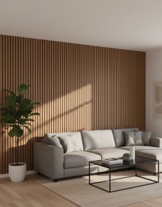Riflaj MDF Acustic Modern Textură Lemn Natur 2.8m x 45cm - Img 2
