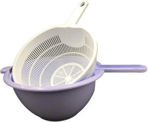 Set bol cu strecurătoare din plastic, cu mâner