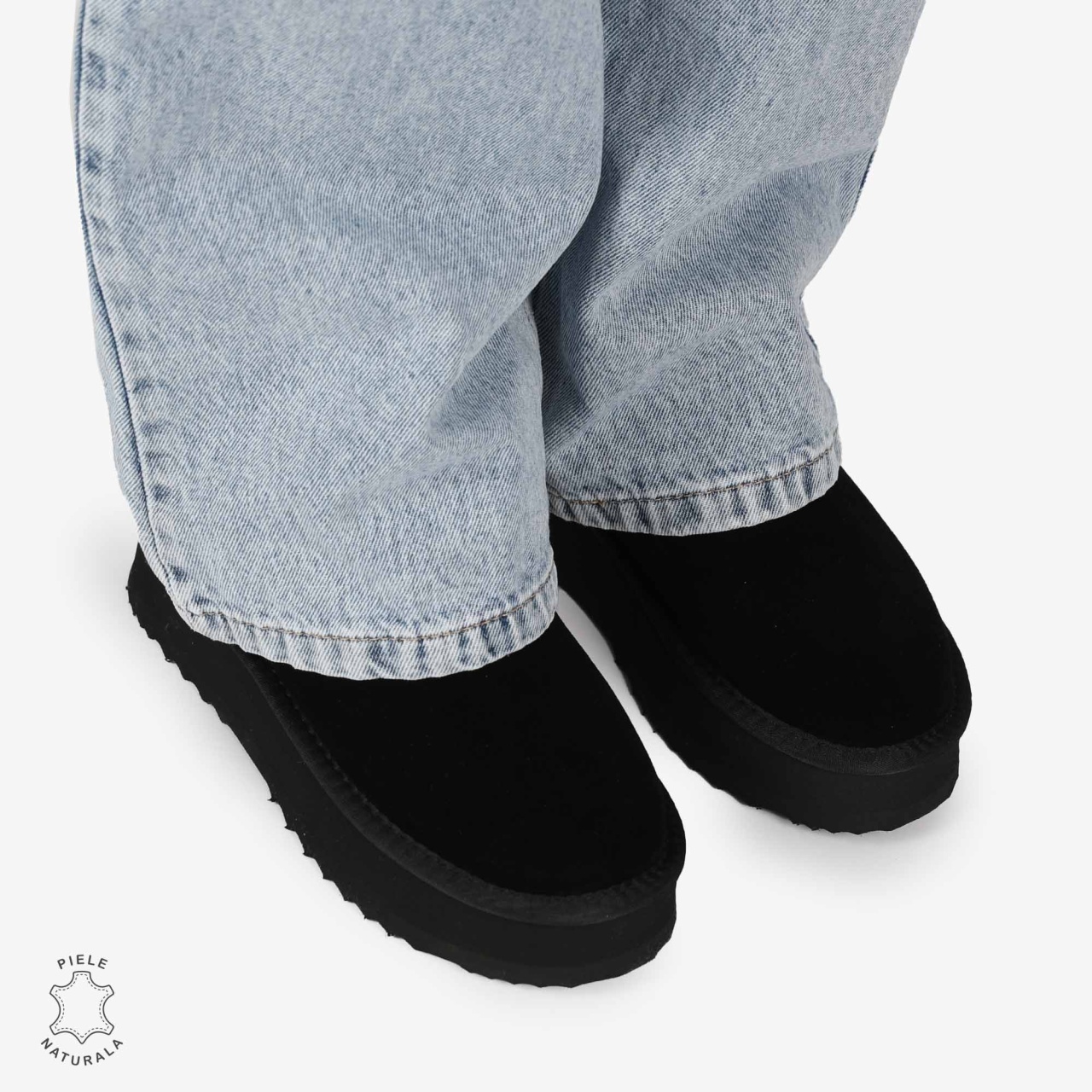 CIZME TIP UG DAMA din PIELE NATURALA INTOARSA CRL0893 CULOARE:NEGRU