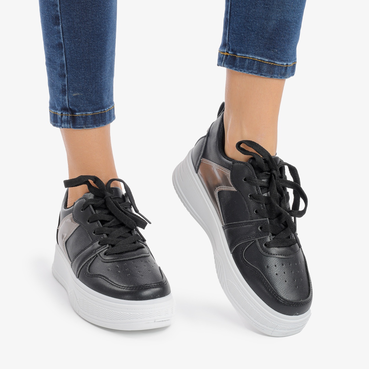 SNEAKERS din PIELE ECOLOGICA CRL0888 CULOARE:NEGRU SNEAKERS din PIELE ECOLOGICA CRL0888 CULOARE:NEGRU