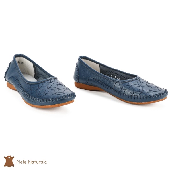 Balerini Bleumarin Din Piele Naturala CRL0223 - Img 2