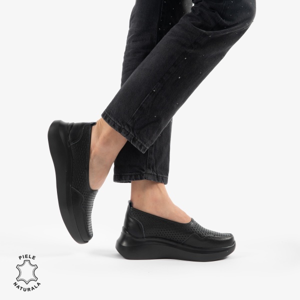 Balerini Dama Piele naturală CRL0103 NEGRU - Img 3