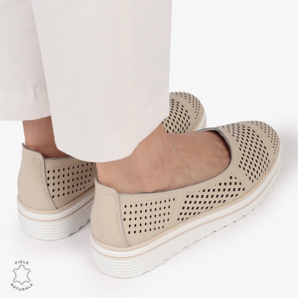 Balerini Dama Piele naturală CRL0105 BEJ - Img 2