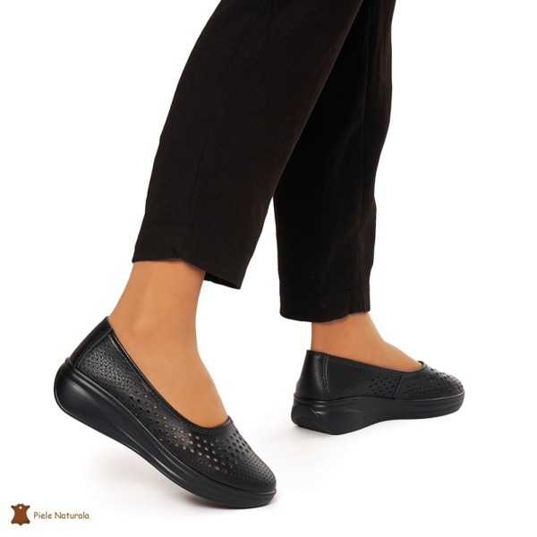 Balerini Dama Piele Naturala Slip-on CRL0076 NEGRU - Img 3