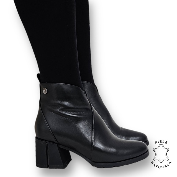 Botine DAMA din PIELE Naturala CRL0936 CULOARE: Negru - Img 4