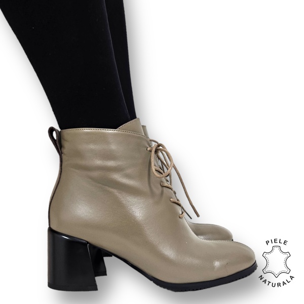 Botine DAMA din PIELE Naturala CRL0937 CULOARE: Khaki - Img 2
