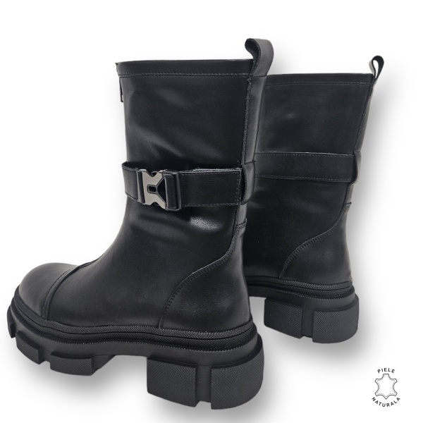Cizme DAMA din PIELE NATURALA CRL0908 CULOARE: Negru - Img 2