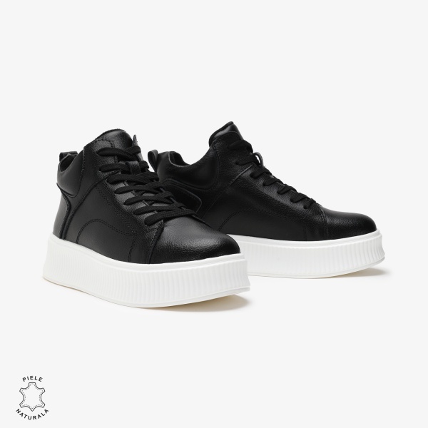 Ghete dama din Piele Naturala CRL0648 NEGRU - Img 2