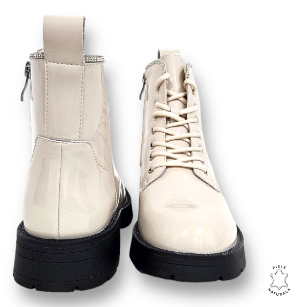 GHETE DAMA din PIELE NATURALA LUCIOASA CRL0896 CULOARE:Bej - Img 2