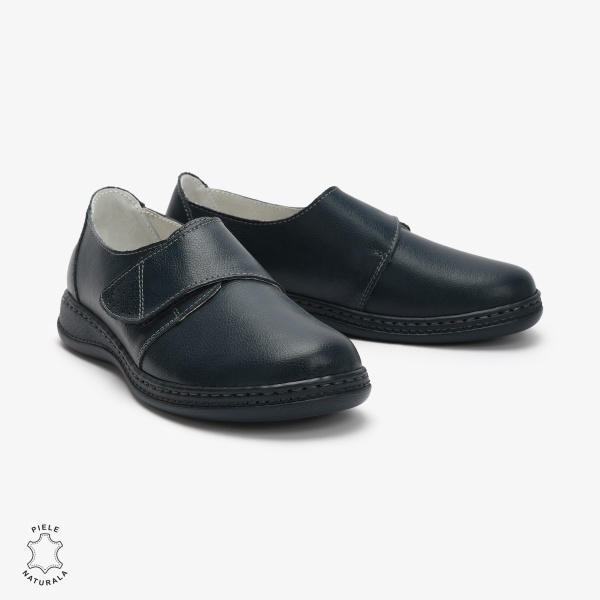 Mocasini dama din Piele naturală CRL0017 Bleumarin - Img 2