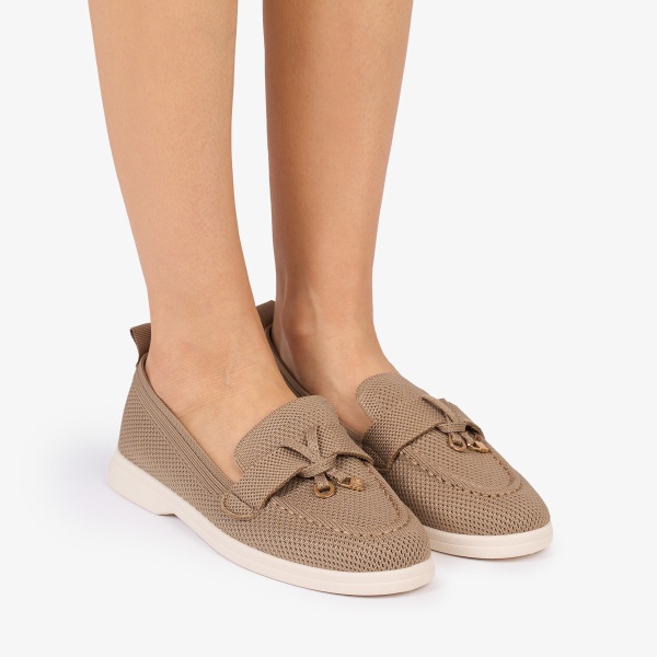 MOCASINI dama TEXTIL CU DETALIU AURIU CRL1027 Culoare: KHAKI - Img 2