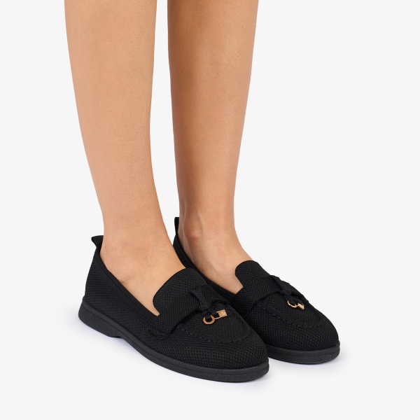 MOCASINI dama TEXTIL CU DETALIU AURIU CRL1027 Culoare: NEGRU - Img 2