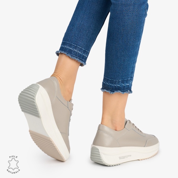 Pantofi casual dama din Piele naturală CRL0058 GRI - Img 3