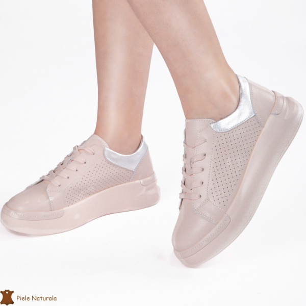 Pantofi Casual Dama din Piele naturală CRL0117 ROZ - Img 2