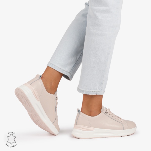 Pantofi Casual dama din Piele Naturala CRL0846 ROZ - Img 3