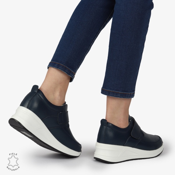 Pantofi Casual dama din Piele naturala CRL1332 NAVY - Img 3