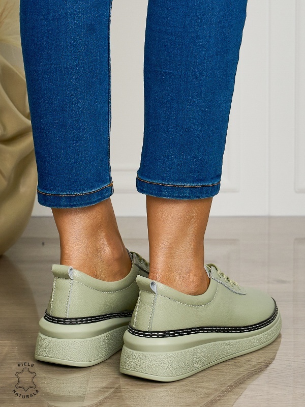 Pantofi CASUAL dama din piele naturala cu siret CONFORTABILE CRL1460 BARILLA - Img 3