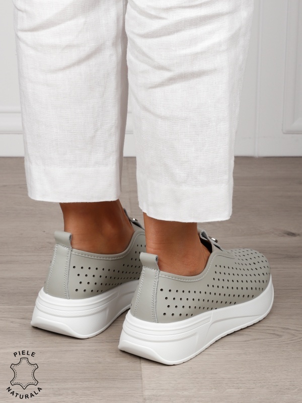 Pantofi Casual dama din Piele Naturala mici perforati CRL1542BARILLA - Img 3