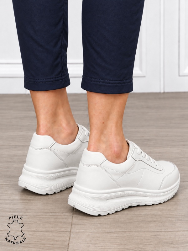 Pantofi casual damă din piele naturală pentru confort zilnic CRL1899 ALB - Img 3
