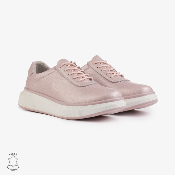 Pantofi Casual Dama Piele Naturala CRL1002 Culoare: ROZ - Img 4