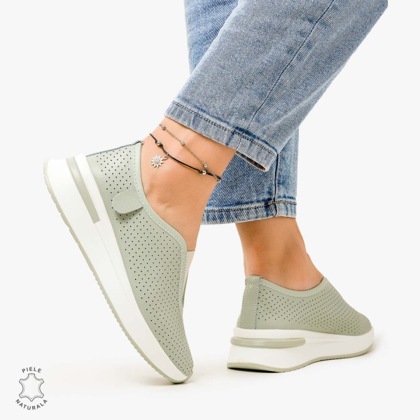 Pantofi Casual de dama din Piele Naturala PERFORATA CU ELASTIC CRL1200 BARILLA - Img 3