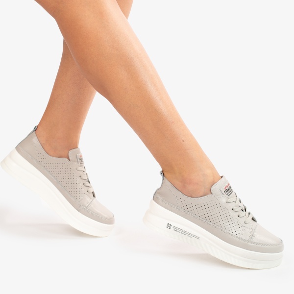 Pantofi Casual de dama din Piele naturala Șic Urban CRL0487 GRI - Img 2