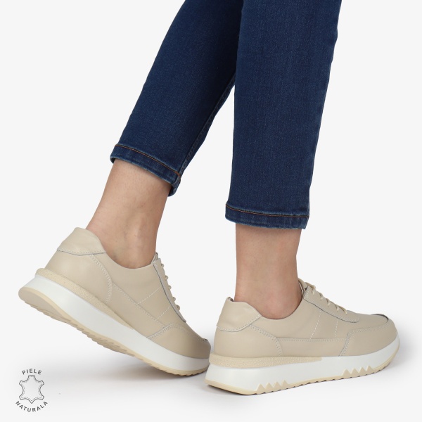 Pantofi casual piele naturala CRL886 BEJ - Img 2