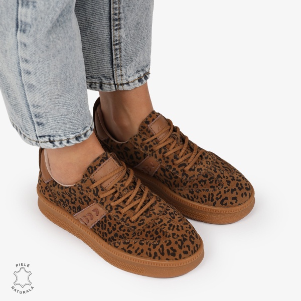 Pantofi CASUAL PIELE NATURALA INTOARSA CU IMPRIMEU LEOPARD CRL1295 LEOPARD - Img 3