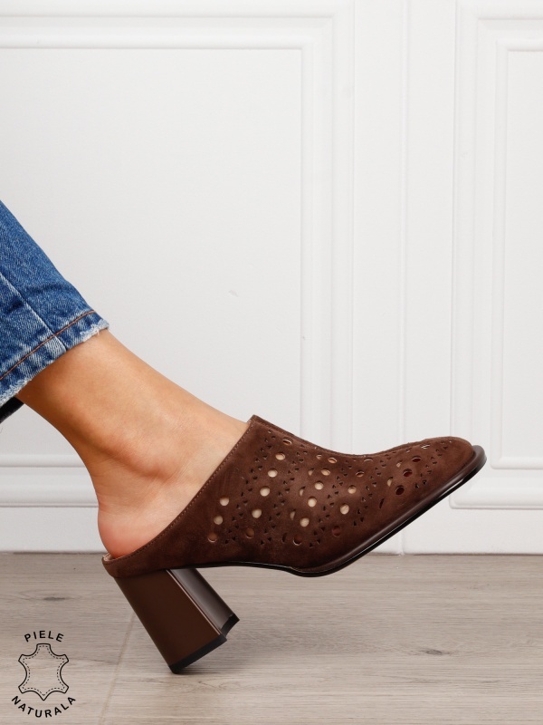 Pantofi dama eleganti din piele naturala Intoarsa Slip-on CRL1633 CAFENIU - Img 3