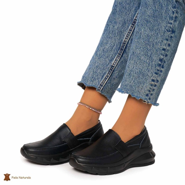 Pantofi Dama Piele Naturala din calitate inalta CRL0083 Negru - Img 4