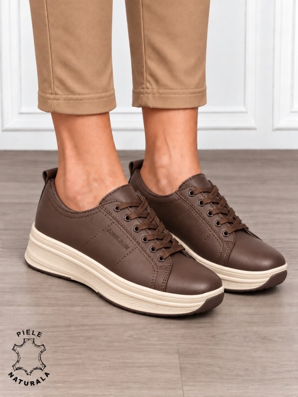 Pantofi sport damă din piele naturală cu design casual și talpă confortabilă CRL1893 MARO - Img 3