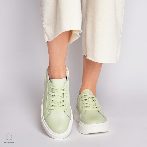 Pantofii casual de dama din piele naturală cu șiret comozi și versatili CRL1447 - Img 3