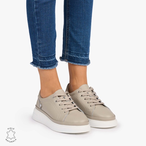 Pantofii casual piele naturala COMOZI CRL1070 CULOARE: GRI - Img 3
