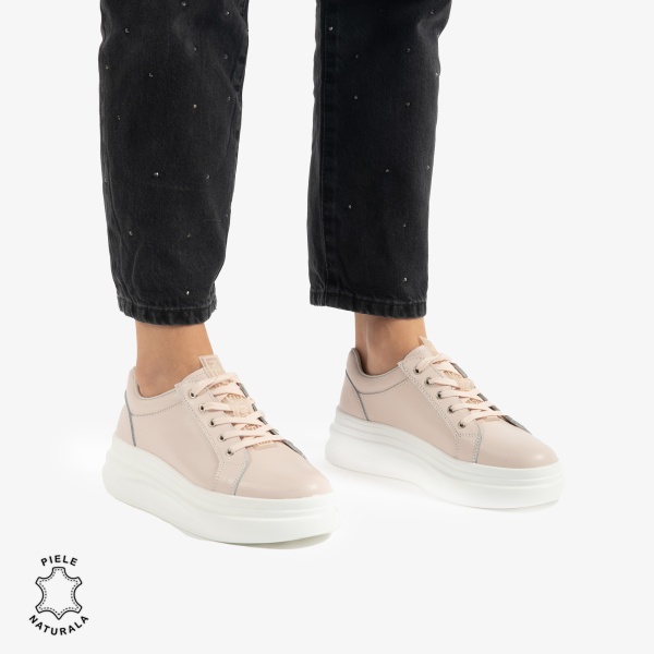 Pantofii casual piele naturala DIN PIELE NATURALA CRL0763 ROZ - Img 3