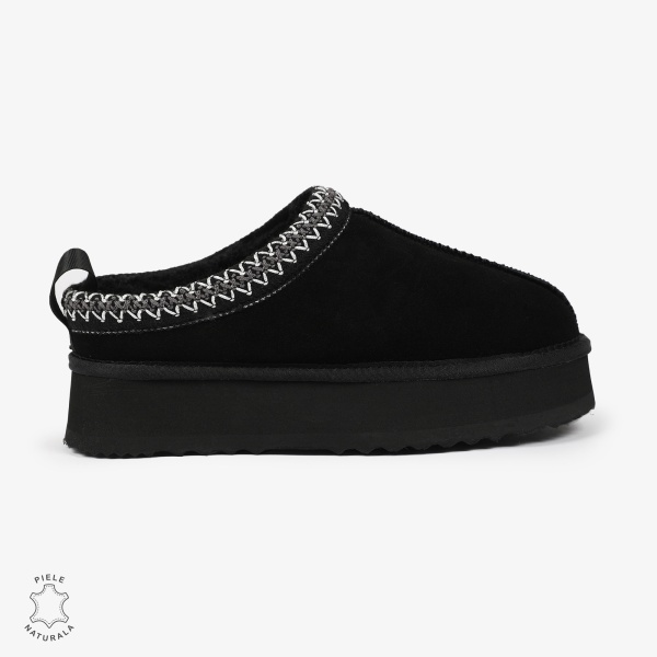 PAPUCI DAMA TIP UG din PIELE NATURALA INTOARSA CRL1268 CULOARE: NEGRU - Img 2