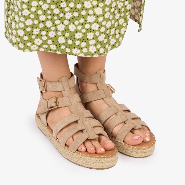 SANDALE Dama DIN PIELE ECOLOGICA INTOARSA CRL1022 Culoare: khaki - Img 2